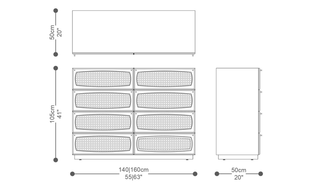 Image of the complete dimensions of the product